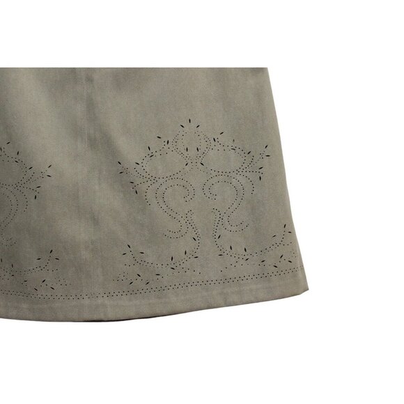 Talbots Maxi Skirt Size 10 Olive Green Perforated Boho Stretch A-Line Festival - Picture 8 of 14